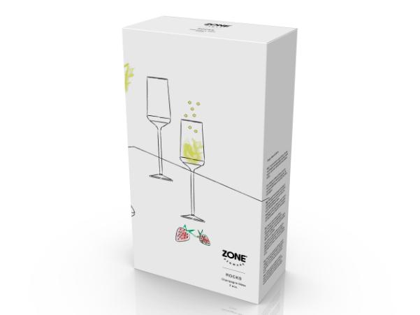 BITZ Zone Rocks Champagne Glass Dia 3 X 23 Cm 21 Cl 2 Pcs Clear