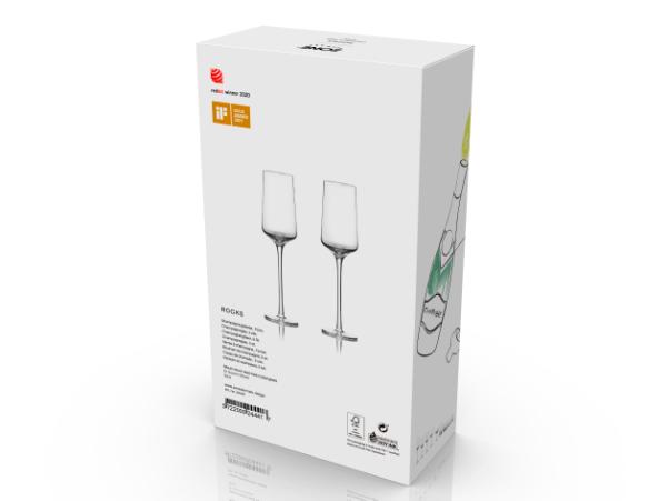 BITZ Zone Rocks Champagne Glass Dia 3 X 23 Cm 21 Cl 2 Pcs Clear