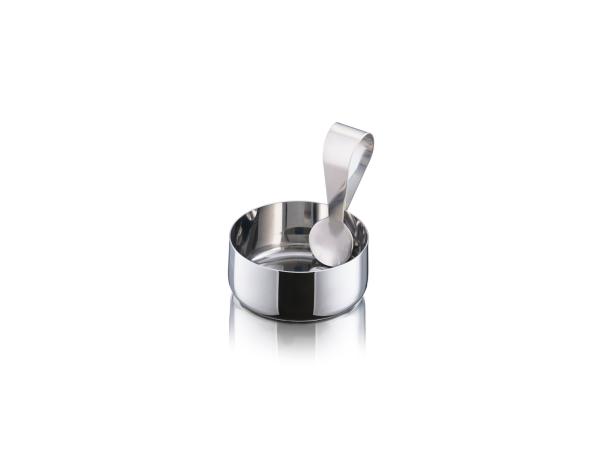 BITZ Zone Rocks Delicacy Bowl W. Spoon Small Dia. 8.5 X 3.8 Cm Polished Steel